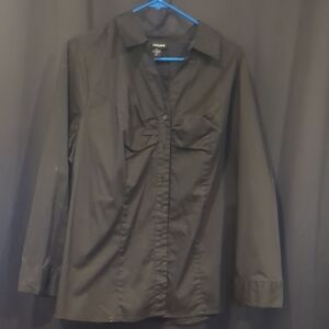 Lane Bryant Black Long Sleeve Button-Up Dress Shirt